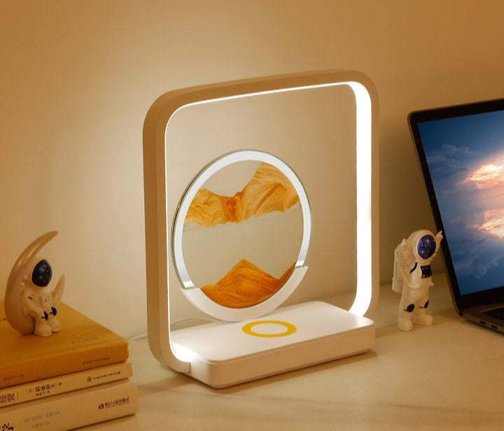 15W Wireless Charger, Lamp With 3D Moving Sand - A Modern Home Decor