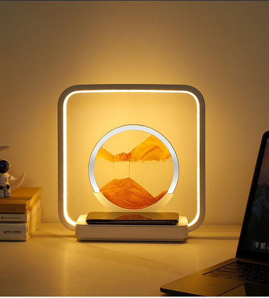 15W Wireless Charger, Lamp With 3D Moving Sand - A Modern Home Decor