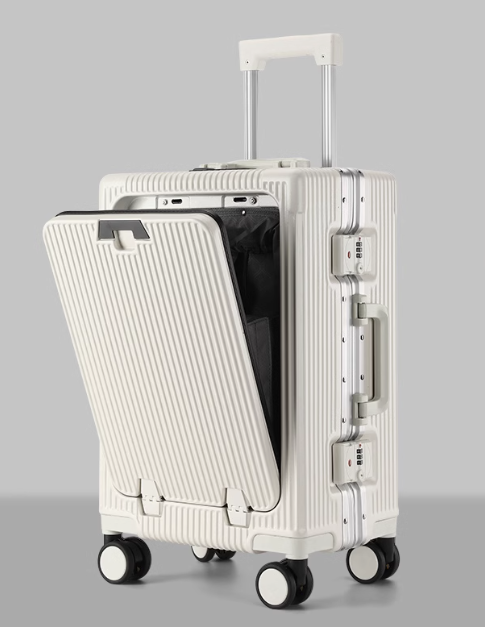 Multifunctional Front-Opening Smart Luggage with USB Charging, Cup Holder, and TSA Lock